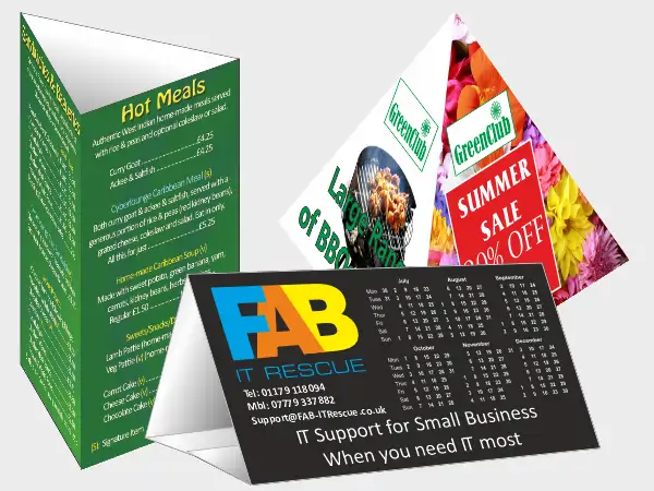Custom printed promotional tent cards